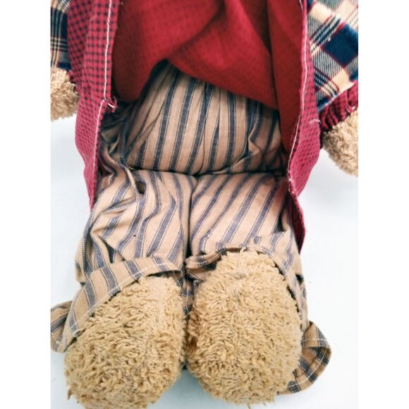 Artisan Teddy Bear Handmade Plush Stuffed Animal 12 Inch Dress Bloomers Apron - Picture 9 of 16